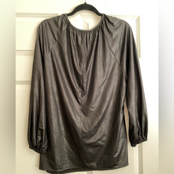 Halogen Faux Leather Tie Waist Top - Picture 3 of 6